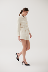 Button-Up Tweed Jacket in Butter